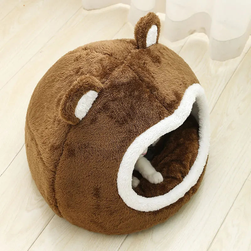 Cozy Cat Retreat: Funny Cat Bed with Soft Long Plush